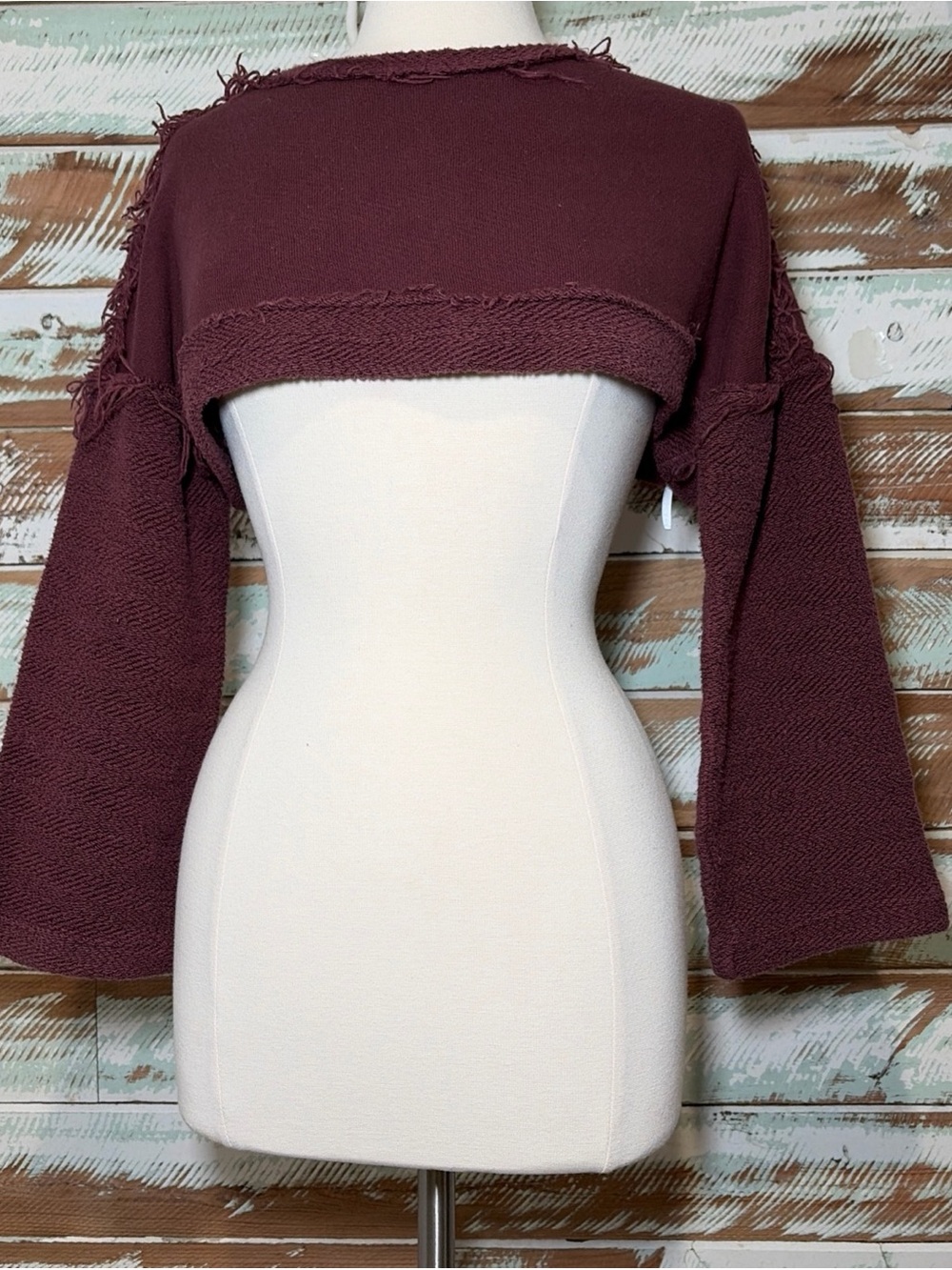 FREE PEOPLE FP BEACH Ultra Cropped Distressed Purple Top Boho Cottagecore